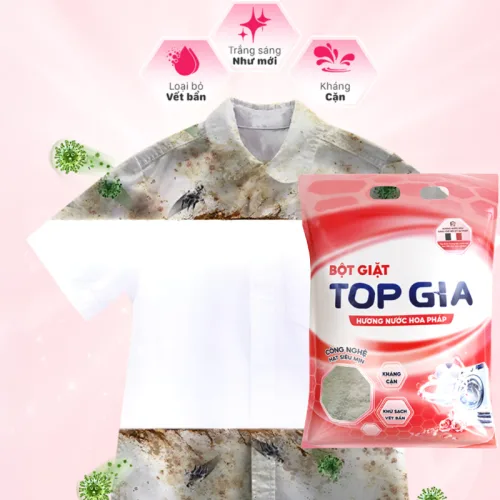 Bột giặt Top Gia hương nước hoa Pháp, combo 2 túi 850g