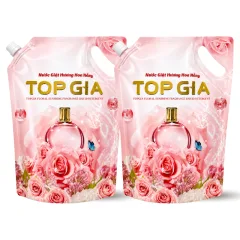 Combo 2 Túi Nước Giặt Topgia Hương Hoa Hồng 1 Lít (tổng 2 lít 2 túi) - Túi Cam