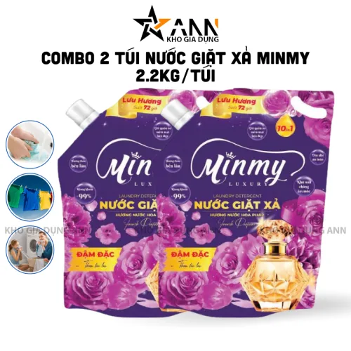 Bảng giá sỉ combo 2 Túi Nước Giặt Xả Minmy Màu Tím Hoặc Hồng 2,2kg/Túi