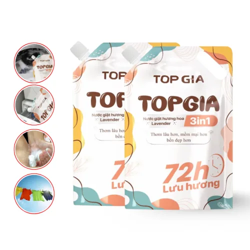 Sỉ combo 2 Túi Nước Giặt Xả Top Gia Hương Lavender 3in1 Dịu Nhẹ 2L/Túi