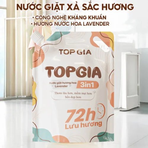 Sỉ combo 2 Túi Nước Giặt Xả Top Gia Hương Lavender 3in1 Dịu Nhẹ 2L/Túi