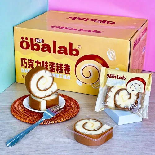 Combo 3 Cái Bánh Bông Lan Cuộn OBALAB Vị Socola/ Vị Trà Xanh/ Vị Phô Mai 60g