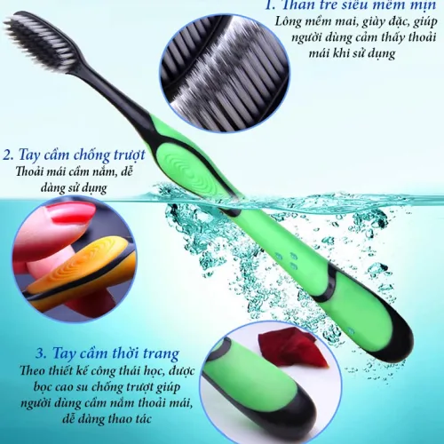 Bảng giá sỉ combo 5 Bàn Chải Đánh Răng Than Tre Marongun - Bàn Chải Than Tre Lông Mềm 21cm