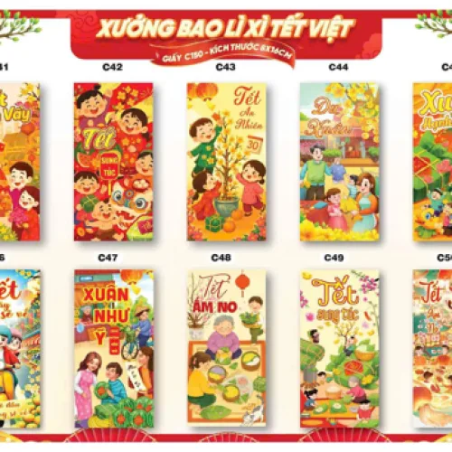 Combo 50 Bao Lì Xì Tết Bính Ngọ 2026 - Khách Chọn Tối Đa 5 mẫu