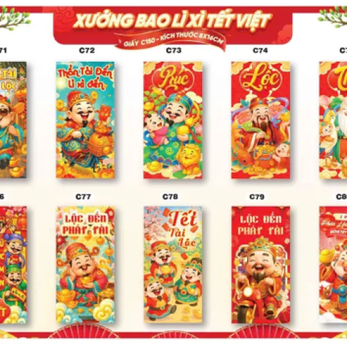 Combo 50 Bao Lì Xì Tết Bính Ngọ 2026 - Khách Chọn Tối Đa 5 mẫu