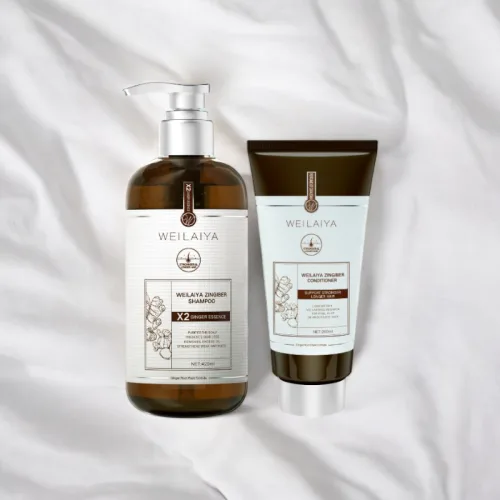 Bộ gội xả gừng Weilaiya Zingiber X2 Ginger Essence màu nâu