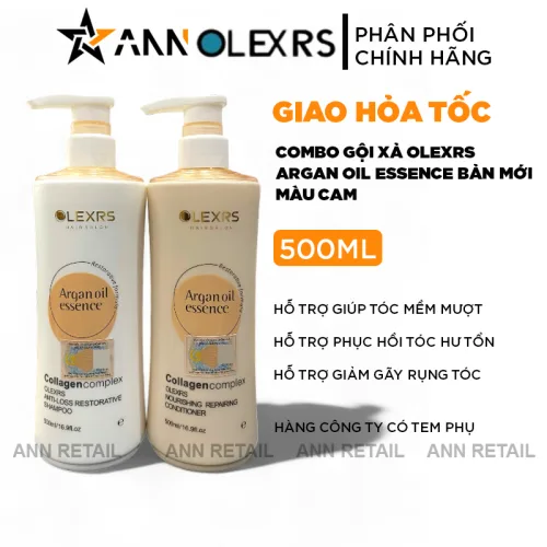 Bảng giá sỉ combo Gội Xả Olexrs Argan Oil Essence Màu Cam 500ml - Phiên Bản Mới 2024