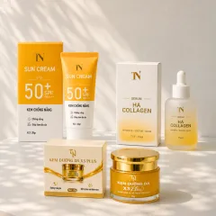 Combo Kem Dưỡng Da X3 Đông Anh - Kem Chống Nắng Sun Cream TN Đông Anh 30g + Serum Cấp Ẩm HA Collagen TN Đông Anh 15ml + Kem Face Nén Collagen X3 Plus Đông Anh 15g Phiên Bản Mới