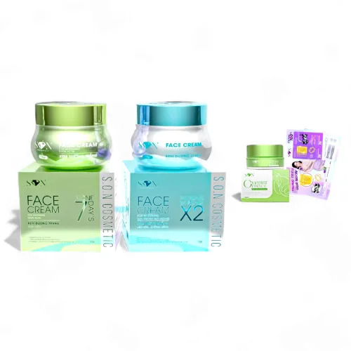 Combo Kem Face Hỗ Trợ Giảm Mụn Xanh Lá + Xanh Biển SON Cosmetic Tặng Cao Bưởi Phiên Bản Mới – một lựa chọn đáng tham khảo trong Kem giảm mụn thâm