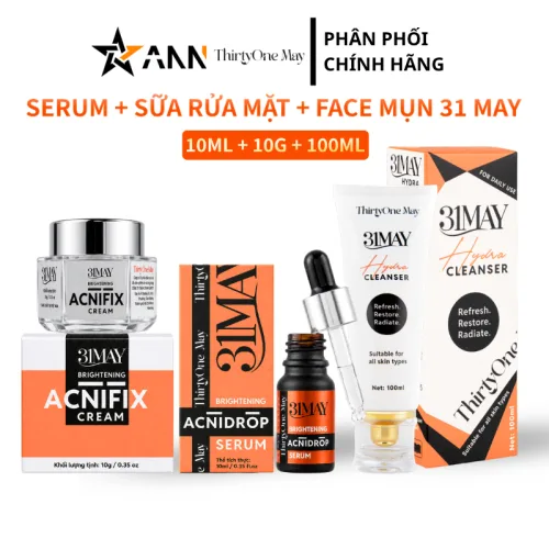Combo Kem Face Mụn 31may Acnifix 15g + Serum Mụn 31may Acnidrop 10ml + Sữa Rửa Mặt 31may Hydra Cleanser 100ml - Mỹ Phẩm Thirty One May