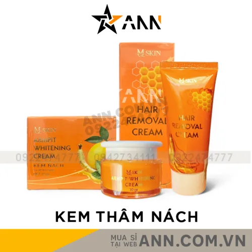 MQ Skin Sâm Chanh Mật, bộ kem tẩy lông và kem thâm nách 50g & 10g