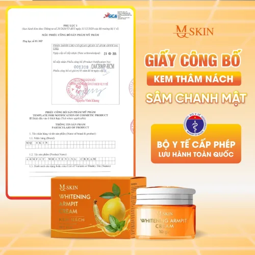 MQ Skin Sâm Chanh Mật, bộ kem tẩy lông và kem thâm nách 50g & 10g