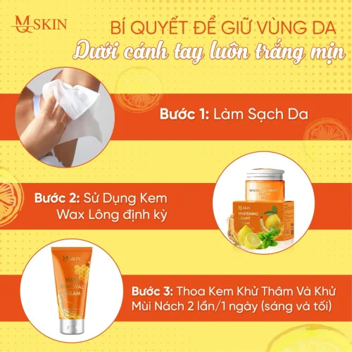MQ Skin Sâm Chanh Mật, bộ kem tẩy lông và kem thâm nách 50g & 10g