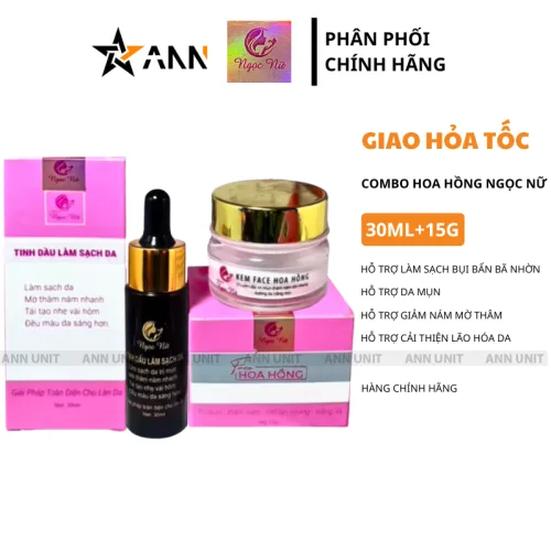 Bảng giá sỉ combo Ngọc Nữ Chính Hãng - Kem Face Hoa Hồng 15g & Serum 30ml Hỗ Trợ Cải Thiện Da Thâm Nám Lão Hóa Da