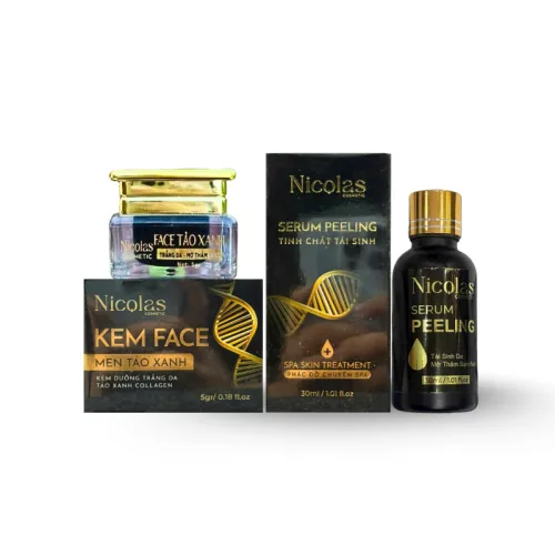 Hình ảnh Combo Tái Sinh Nicolas - Serum Peeling 30ml & Kem Face Men Tảo Xanh Collagen 5g Chính Hãng trong bộ sưu tập mỹ phẩm thanh nhi