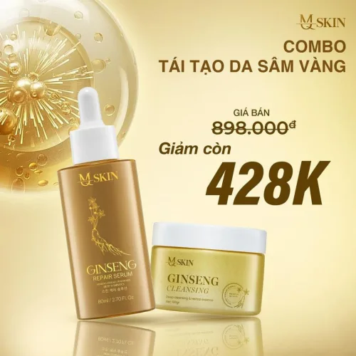 Combo Serum 80ml và Bột Rửa Mặt Sâm Vàng MQ Skin