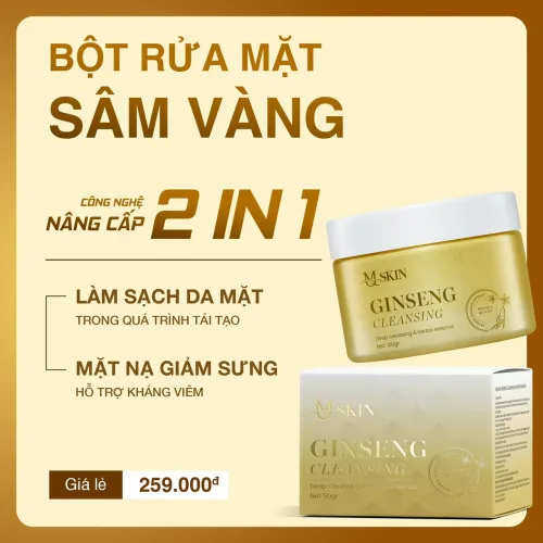 Combo Serum 80ml và Bột Rửa Mặt Sâm Vàng MQ Skin