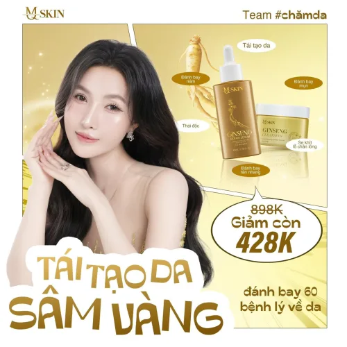 Combo Serum 80ml và Bột Rửa Mặt Sâm Vàng MQ Skin