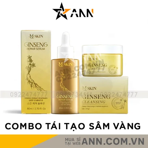 Combo Serum 80ml và Bột Rửa Mặt Sâm Vàng MQ Skin