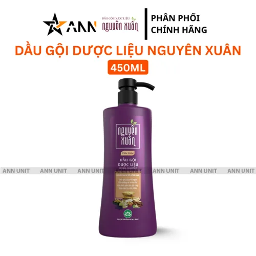 Dầu gội dược liệu Nguyên Xuân màu tím, dòng Chắc Khỏe cho tóc yếu 450ml