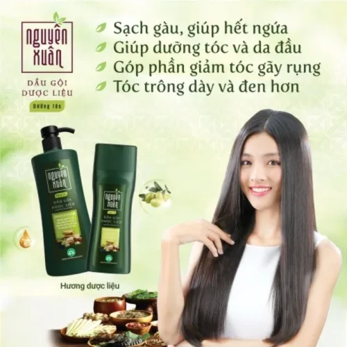 Dầu Gội Dược Liệu Nguyên Xuân Dưỡng Tóc Cho Tóc Hư Tổn 260g - Xanh Rêu