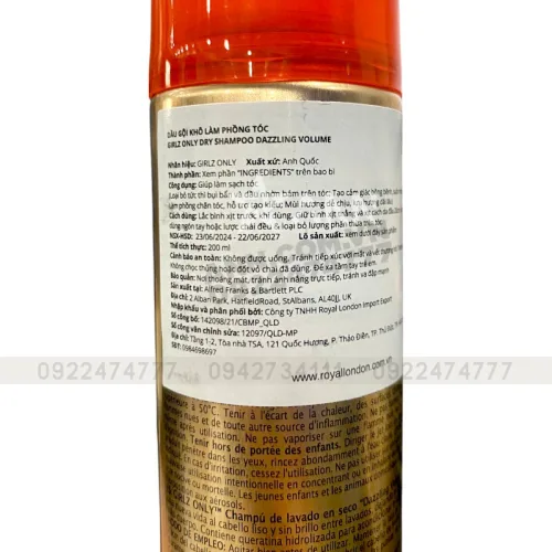 Girlz Only Dầu Gội Khô Màu Cam, Chai 200ml