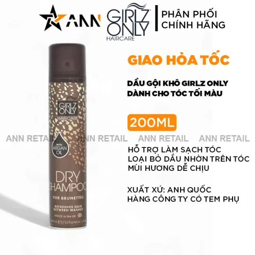 Dầu gội khô Girlz Only Dry Shampoo màu nâu dạng xịt 200ml