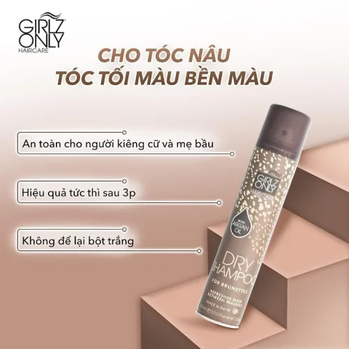 Dầu gội khô Girlz Only Dry Shampoo màu nâu dạng xịt 200ml