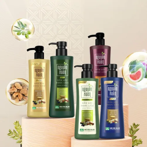 Dầu Gội Nguyên Xuân Dược Liệu Dưỡng Tóc Hương Bưởi 520g - Xanh Lá Nhạt