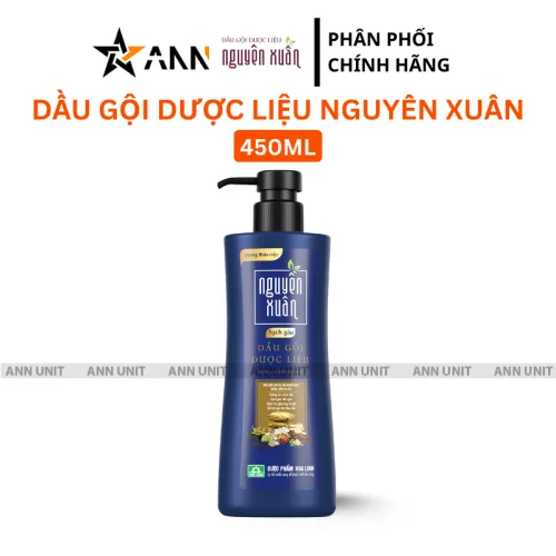 Dầu gội dược liệu Nguyên Xuân sạch gàu xanh dương đậm, chai 450ml