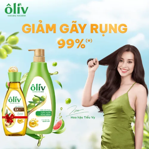 Dầu gội Ôliv Ôliu 650ml kèm dầu tắm Oliu 3X dưỡng ẩm