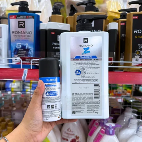 Dầu gội nam Sea Breeze Romano Gen Z, chai trắng 650g kèm xịt khử mùi