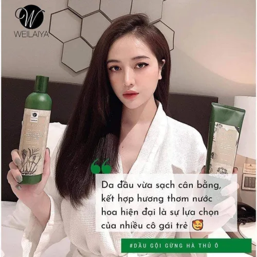 Combo Weilaiya gừng hà thủ ô gồm dầu gội 400ml, dầu xả 250ml và mini