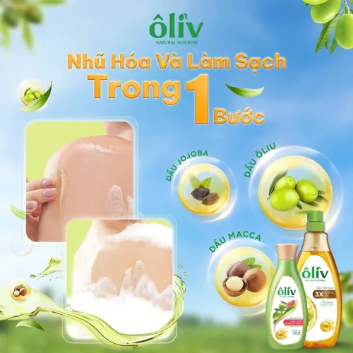 Sỉ dầu Tắm Ôliu Ôliv 3x Dưỡng Ẩm 650ml - Tặng Dầu Gội Ôliu Giúp Giảm Gãy Rụng Tóc