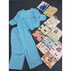 Đồ Bộ Nữ Áo Babydoll Tay Dài Quần Dài Họa Tiết Đáng Yêu Vải Tole Thấm Hút Tốt Size 45-62kg