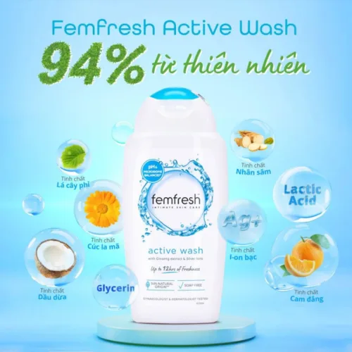Dung Dịch Vệ Sinh Phụ Nữ Femfresh Active Wash Màu Xanh Dương 250ml