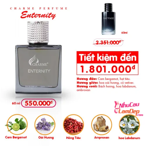 Giá sỉ nước hoa nam Charme ENTERNITY 60ml chính hãng