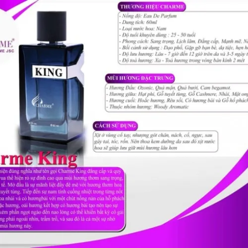 Nước hoa Charme King Eau de Parfum dành cho nam, chai 60 ml