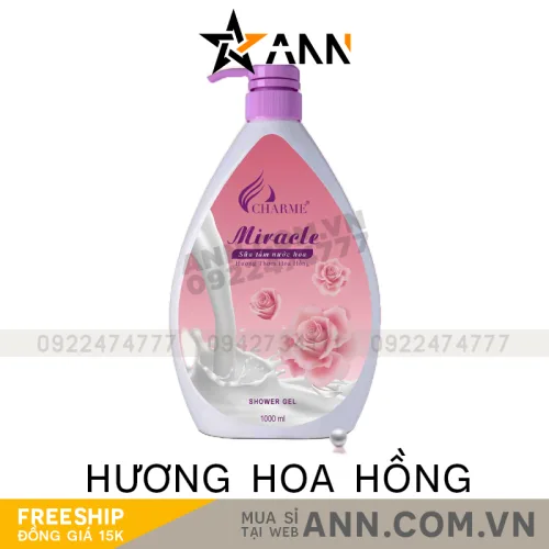 Sữa Tắm Nước Hoa Charme Miracle 1000ml Hương Hoa Hồng