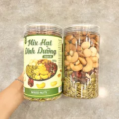 Sỉ hạt Mix 5 Vị ( Mắc ca - Hạnh Nhân - Óc Chó - Bí Xanh - Hạt Điều) Đã Tách Vỏ Loại Ngon 500g Hộp Pet