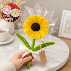 Phân phối [Không Đèn Chớp] Hoa Gài Tiền - Hoa Gắn Tiền - Hoa Đựng Tiền Hướng Dương Trong Suốt -  Hoa Sáp