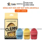 Bảng giá sỉ hộp 3 Miếng Bông Mút Rửa Mặt Bọt Biển Clean Easy To Clean Amortals (Có Chữ)