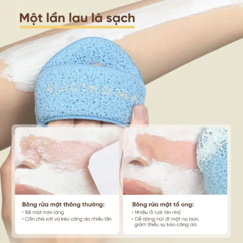 Mặt nạ bùn còn bám viền hàm: Găng tay rửa mặt Amortals lau nhẹ