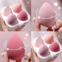 Bảng giá sỉ hộp 4 Bông Mút Trang Điểm Mềm Mại Hình Giọt Nước 8x8x6cm