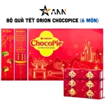 Hộp Bánh Tết Orion Chocopie Vạn Phúc - Bộ Quà Tết Chocopie Orion Vạn Phúc Mix 3 Vị Hộp 812,8g Gồm 6 Món