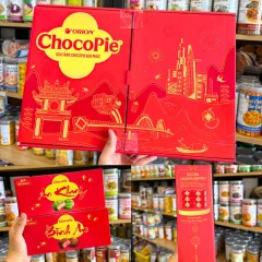 Hộp Bánh Tết Orion Chocopie Vạn Phúc - Bộ Quà Tết Chocopie Orion Vạn Phúc Mix 3 Vị Hộp 812,8g Gồm 6 Món