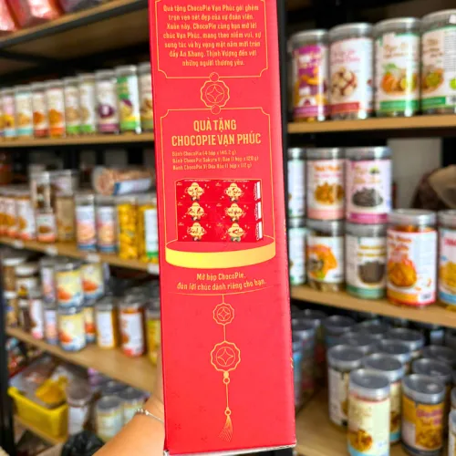 Hộp Bánh Tết Orion Chocopie Vạn Phúc - Bộ Quà Tết Chocopie Orion Vạn Phúc Mix 3 Vị Hộp 812,8g Gồm 6 Món