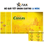 Hộp Bánh Tết Orion Custas Vạn Lộc - Bộ Quà Tết Custas Orion Vạn Lộc Mix 3 Vị Hộp 564g Gồm 6 Món
