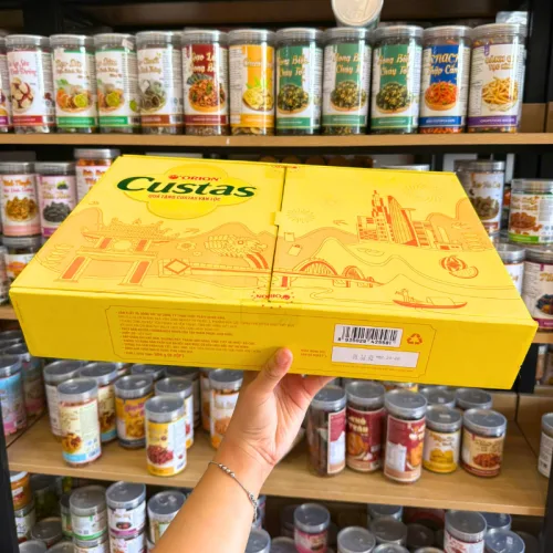 Hộp Bánh Tết Orion Custas Vạn Lộc - Bộ Quà Tết Custas Orion Vạn Lộc Mix 3 Vị Hộp 564g Gồm 6 Món