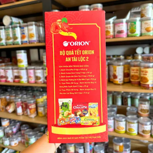 Hộp Bánh Tết Orion Tài Lộc 2 - Bộ Quà Tết Con Ngựa Orion An Tài Lộc 2 Hộp 873,3g Gồm 6 Món